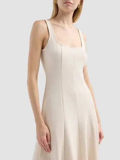 Vince Women's Square Neck Seamed Midi-Dress - Flax - Size XXS | Thumbnail 5 Vince Women's Square Neck Seamed Midi-Dress - Flax - Size XXS | Thumbnail 5