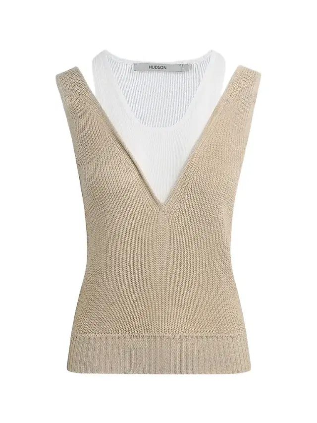 Hudson Jeans Women's Layered Sweater Tank - Oatmeal