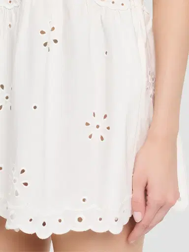 Retrofête Women's Beranice Embroidered Eyelet Halter Mini Dress - | Thumbnail 5 Retrofête Women's Beranice Embroidered Eyelet Halter Mini Dress - | Thumbnail 5