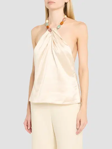 Retrofête Women's Milani Beaded Necklace Halter Top - Lacqua | Thumbnail 4
