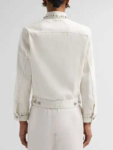 R13 Women's Shrunken Studded Trucker Jacket - Cement White | Thumbnail 3 R13 Women's Shrunken Studded Trucker Jacket - Cement White | Thumbnail 3