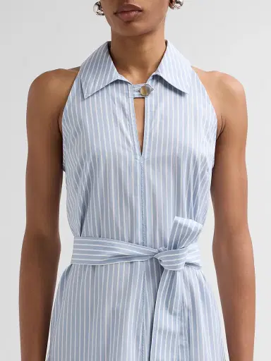 Veronica Beard Women's Florenz Striped Tie-Waist Mini Dress - Pale Blue River White - Size 14 | Thumbnail 5 Veronica Beard Women's Florenz Striped Tie-Waist Mini Dress - Pale Blue River White - Size 14 | Thumbnail 5
