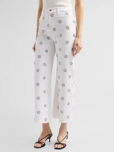 Veronica Beard Women's Grant High-Rise Wide-Leg Crop Jeans - White - Size 32 | Thumbnail 4 Veronica Beard Women's Grant High-Rise Wide-Leg Crop Jeans - White - Size 32 | Thumbnail 4