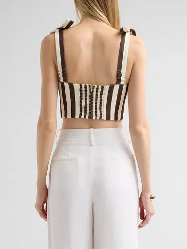Cara Cara Women's Faiza Stripe Linen Tie Strap Top | Thumbnail 3 Cara Cara Women's Faiza Stripe Linen Tie Strap Top | Thumbnail 3