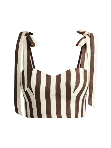 Cara Cara Women's Faiza Stripe Linen Tie Strap Top | Thumbnail 1 Cara Cara Women's Faiza Stripe Linen Tie Strap Top | Thumbnail 1