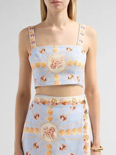 Cara Cara Women's Helena Seashell Print Linen Top - Seashell Stripe Ivory - Size 12 | Thumbnail 5