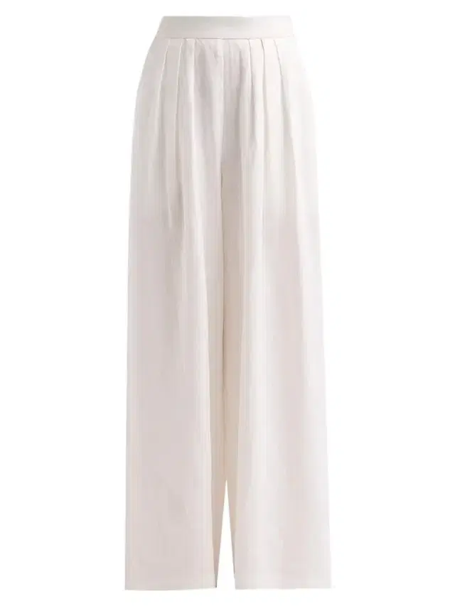 Cara Cara Women's Linen Pleated Palazzo Pants - White