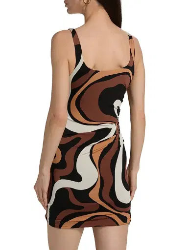 Generation Love Women's Justine Geo-Print Jersey Minidress - Wavy Geo Brown | Thumbnail 5