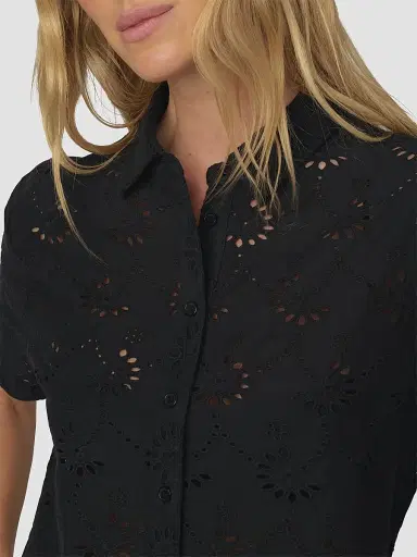 Joe's Jeans Women's The Eyelet Button-Front Shirt - Black - Size XS | Thumbnail 5 Joe's Jeans Women's The Eyelet Button-Front Shirt - Black - Size XS | Thumbnail 5
