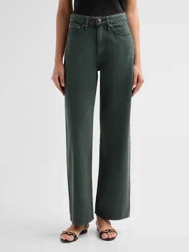 rag & bone Women's Logan Wide-Leg Jeans - Forest Green Stone - Size 32 | Thumbnail 4 rag & bone Women's Logan Wide-Leg Jeans - Forest Green Stone - Size 32 | Thumbnail 4