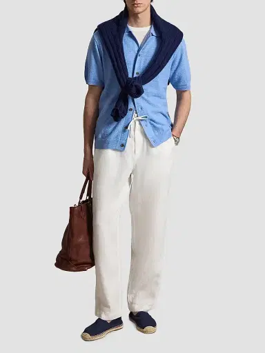 Polo Ralph Lauren Men's Herringbone Cotton-Linen Camp Shirt Sweater | Thumbnail 2