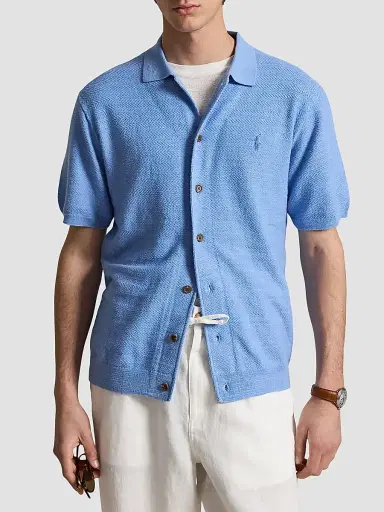 Polo Ralph Lauren Men's Herringbone Cotton-Linen Camp Shirt Sweater | Thumbnail 4
