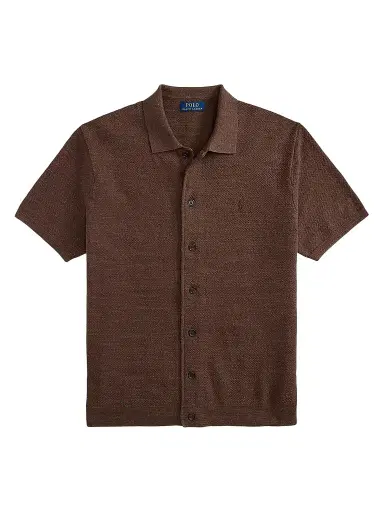 Polo Ralph Lauren Men's Herringbone Cotton-Linen Short-Sleeve Cardigan - Nutmeg Brown Heather - Size XXL | Thumbnail 1 Polo Ralph Lauren Men's Herringbone Cotton-Linen Short-Sleeve Cardigan - Nutmeg Brown Heather - Size XXL | Thumbnail 1