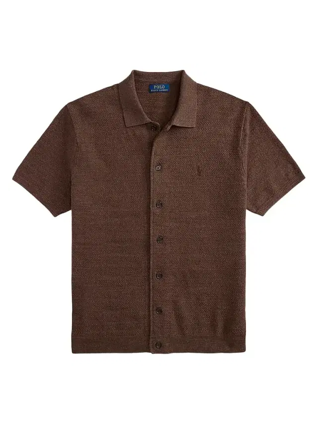 Polo Ralph Lauren Men's Herringbone Cotton-Linen Short-Sleeve Cardigan - Nutmeg Brown Heather