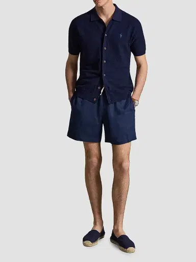 Polo Ralph Lauren Men's Herringbone Cotton-Linen Short-Sleeve Cardigan - Bright Navy - Size XXL | Thumbnail 2 Polo Ralph Lauren Men's Herringbone Cotton-Linen Short-Sleeve Cardigan - Bright Navy - Size XXL | Thumbnail 2