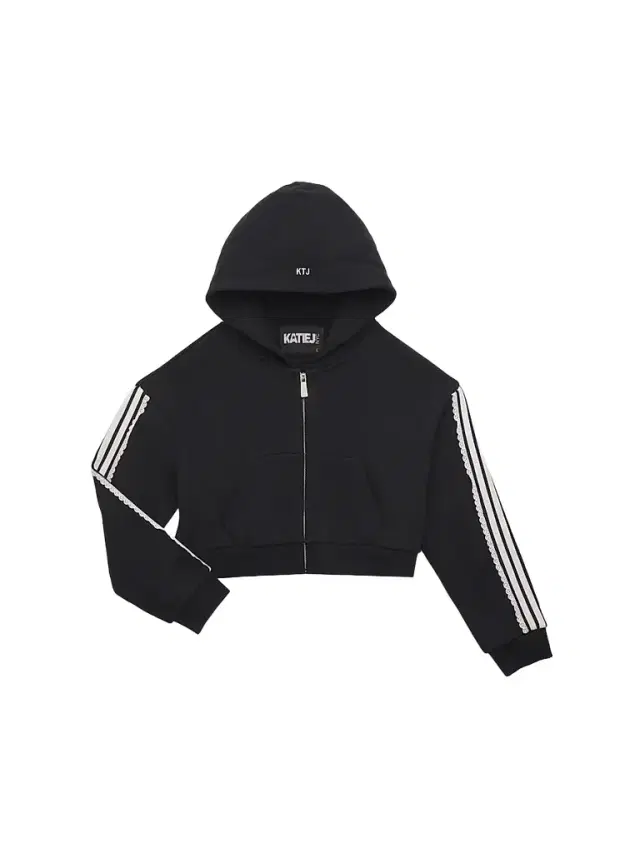 KatieJ NYC Girl's Tommy Crop Track Hoodie - Black