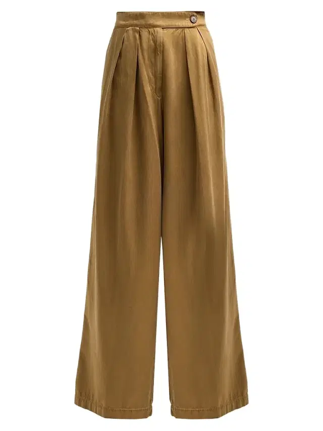 Dries Van Noten Women's Pleated Wide-Leg Trousers - Umber