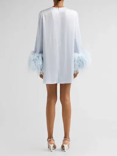 Lapointe Women's Satin Feather-Cuff Shift Mini Dress - Cloud - Size XL | Thumbnail 3