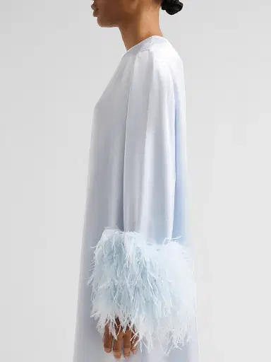 Lapointe Women's Satin Feather-Cuff Shift Mini Dress - Cloud - Size XL | Thumbnail 5