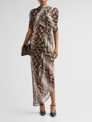 Lapointe Women's Snakeskin Print Draped Maxi Dress - Python Print - Size XL | Thumbnail 2