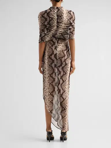 Lapointe Women's Snakeskin Print Draped Maxi Dress - Python Print - Size XL | Thumbnail 3