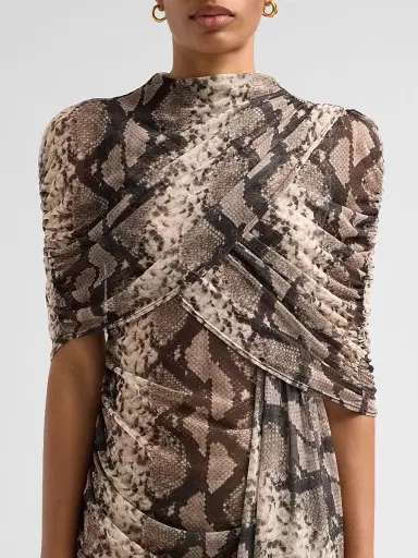 Lapointe Women's Snakeskin Print Draped Maxi Dress - Python Print - Size XL | Thumbnail 5