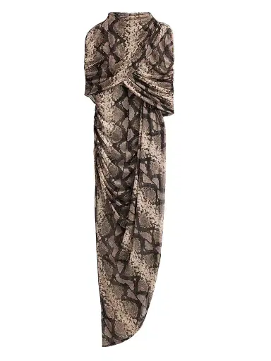 Lapointe Women's Snakeskin Print Draped Maxi Dress - Python Print - Size XL | Thumbnail 1