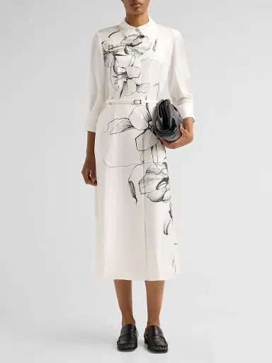 Jason Wu Collection Women's Shadow Floral Silk Twill Shirtdress - Chalk Hunter Green Multi - Size 12 | Thumbnail 2