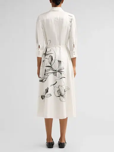 Jason Wu Collection Women's Shadow Floral Silk Twill Shirtdress - Chalk Hunter Green Multi - Size 12 | Thumbnail 3