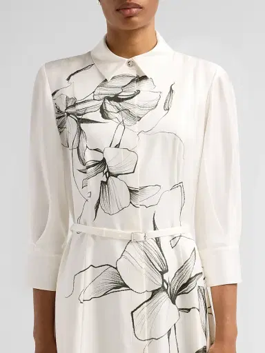 Jason Wu Collection Women's Shadow Floral Silk Twill Shirtdress - Chalk Hunter Green Multi - Size 12 | Thumbnail 5