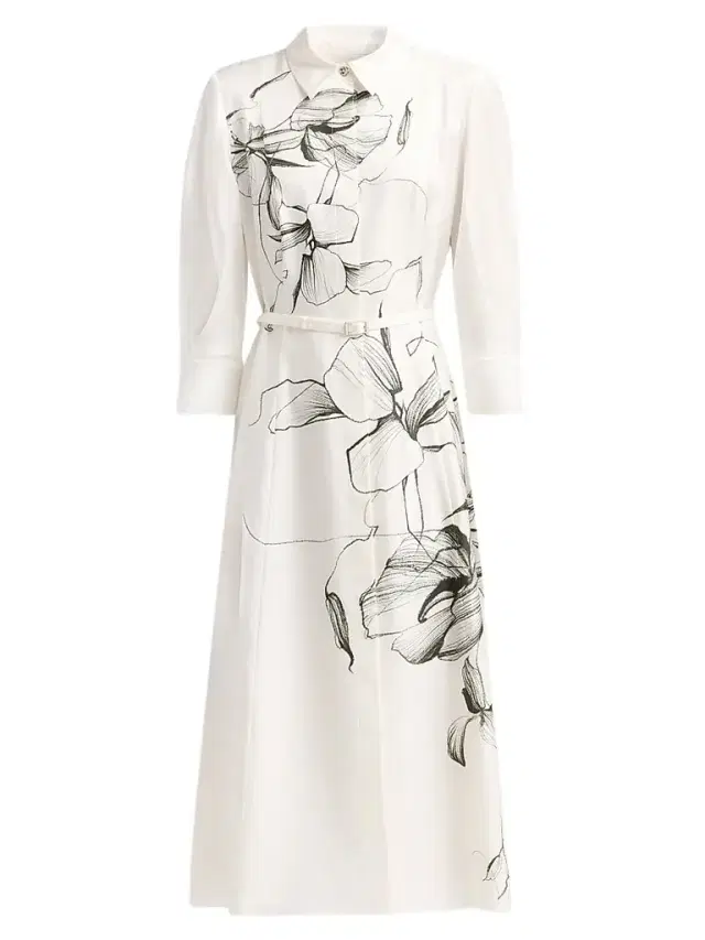 Jason Wu Collection Women's Shadow Floral Silk Twill Shirtdress - Chalk Hunter Green Multi
