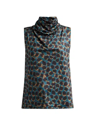 Altuzarra Women's Holt Leopard-Print Draped Top - Lagoon Spotted Leopard - Size 14 | Thumbnail 1 Altuzarra Women's Holt Leopard-Print Draped Top - Lagoon Spotted Leopard - Size 14 | Thumbnail 1