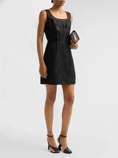 Jason Wu Collection Women's Textured Fray Jacquard Mini Dress - Black | Thumbnail 4