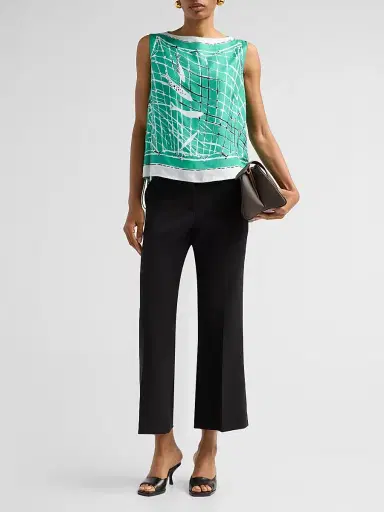 Altuzarra Women's Siggi Silk Fish Net Print Top - Turf Fishnet - Size 12 | Thumbnail 2