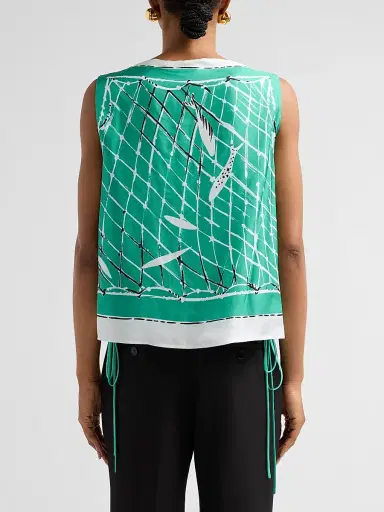 Altuzarra Women's Siggi Silk Fish Net Print Top - Turf Fishnet - Size 12 | Thumbnail 3