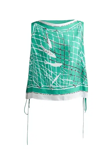 Altuzarra Women's Siggi Silk Fish Net Print Top - Turf Fishnet - Size 12 | Thumbnail 1