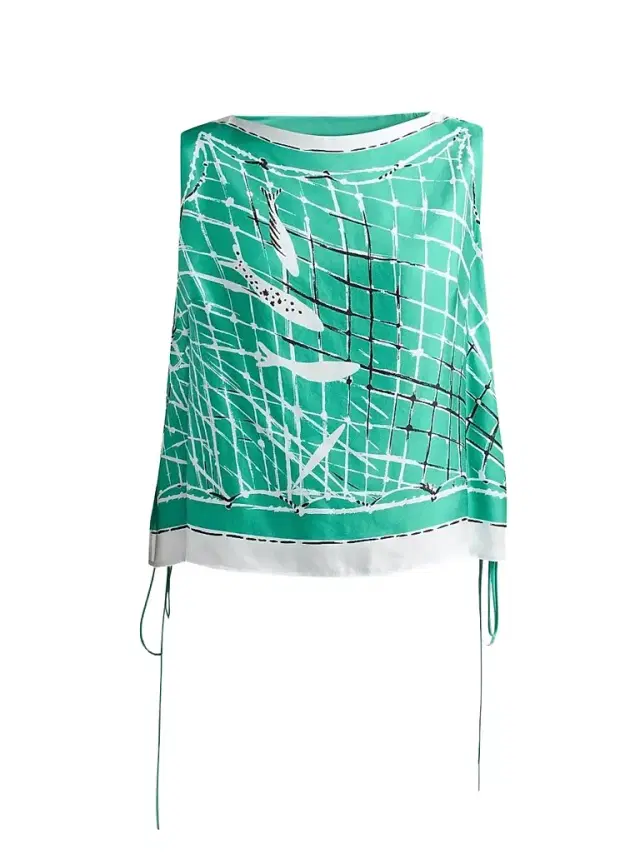 Altuzarra Women's Siggi Silk Fish Net Print Top - Turf Fishnet
