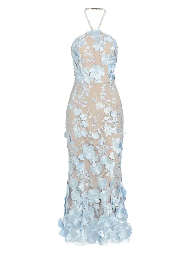 Elliatt Women's Jules Dress Floral Appliqué Midi-Dress - Blue