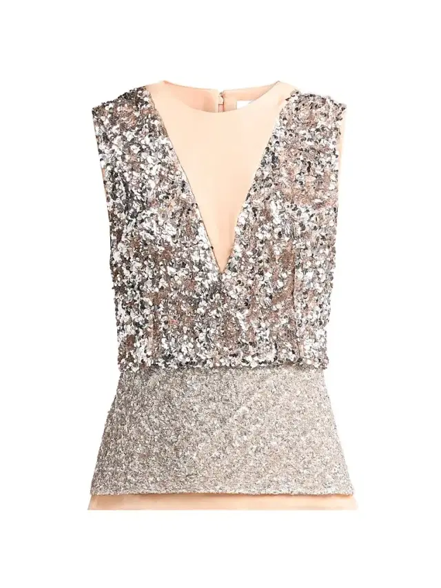 Rabanne Women's Haut Sequined Peplum Top - Silver Peach