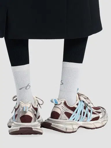 Balenciaga Women's Interlace Sneakers - Brown Beige Blue - Size 11 | Thumbnail 6 Balenciaga Women's Interlace Sneakers - Brown Beige Blue - Size 11 | Thumbnail 6