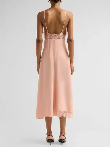 Stella McCartney Women's Lace-Trimmed Silk Cami Dress - Soft Rose - Size 10 | Thumbnail 4