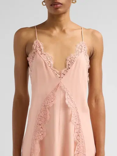 Stella McCartney Women's Lace-Trimmed Silk Cami Dress - Soft Rose - Size 10 | Thumbnail 5