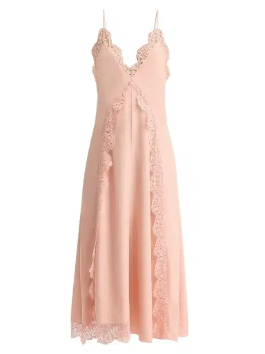 Stella McCartney Women's Lace-Trimmed Silk Cami Dress - Soft Rose - Size 10 | Thumbnail 1