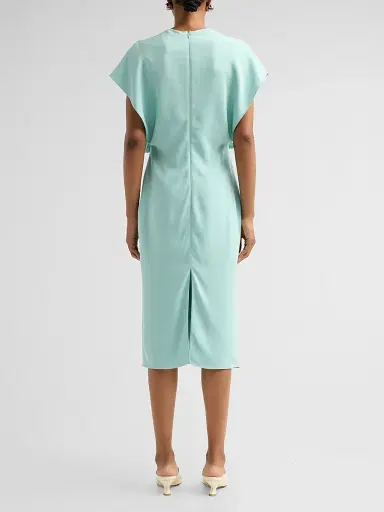 Stella McCartney Women's V-Neck Blouson Midi Dress - Aquamarine | Thumbnail 3 Stella McCartney Women's V-Neck Blouson Midi Dress - Aquamarine | Thumbnail 3