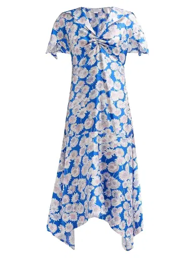 Stella McCartney Women's Daisy Print Silk Midi Dress - Cobalt - Size 10 | Thumbnail 1