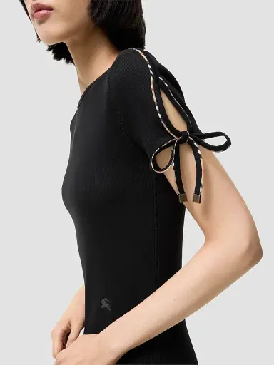 Burberry Women's Tatiana Checked Trim Cotton Mini Dress | Thumbnail 4