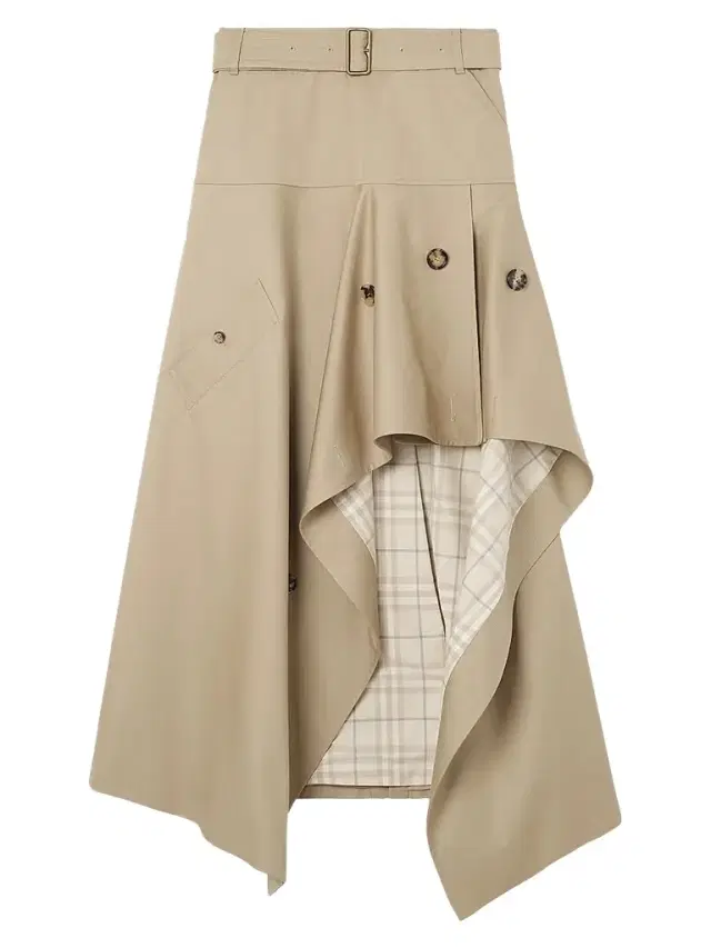 Burberry Women's Heather Gabardine Asymmetric Trench Maxi Skirt - Saltmarsh Beige
