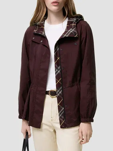 Burberry Women's Shifford Reversible Check Nylon Hooded Jacket - Vineyard Red - Size XXS | Thumbnail 2 Burberry Women's Shifford Reversible Check Nylon Hooded Jacket - Vineyard Red - Size XXS | Thumbnail 2