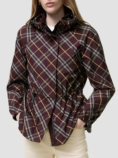 Burberry Women's Shifford Reversible Check Nylon Hooded Jacket - Vineyard Red - Size XXS | Thumbnail 4 Burberry Women's Shifford Reversible Check Nylon Hooded Jacket - Vineyard Red - Size XXS | Thumbnail 4