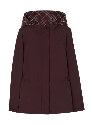 Burberry Women's Shifford Reversible Check Nylon Hooded Jacket - Vineyard Red - Size XXS | Thumbnail 1 Burberry Women's Shifford Reversible Check Nylon Hooded Jacket - Vineyard Red - Size XXS | Thumbnail 1